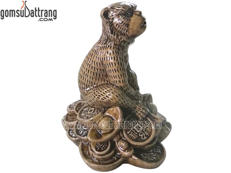 tượng khỉ phong thủy - 12 con giáp số 1- Hàng nghệ nhân- Men nâu